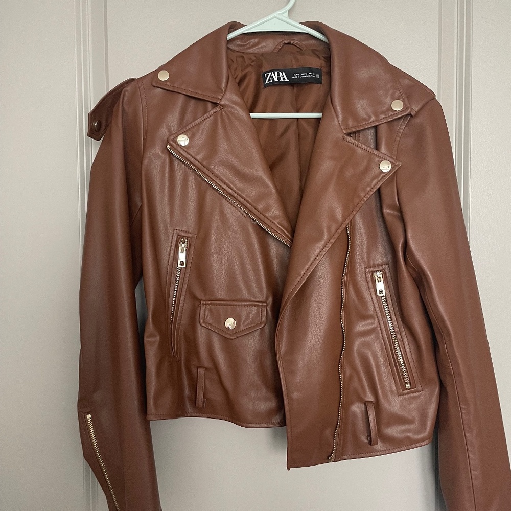 Brown Faux Leather Jacket